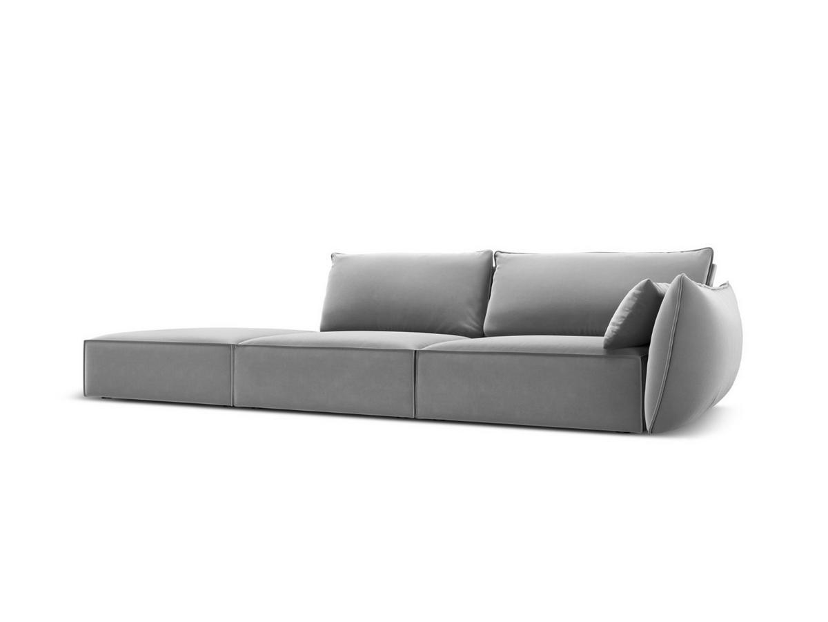 LINKES-SOFA Kaelle aus Samt grau 4 Sitzplätze - Grau, Textil (110/85/264cm) - Micadoni