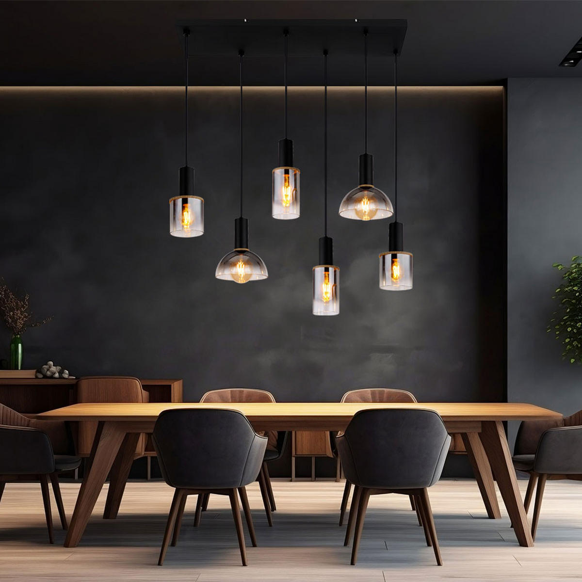 HÄNGELEUCHTE Metall Grau Rauchoptik - Grau, Glas (75/34/120cm) - Globo Lighting