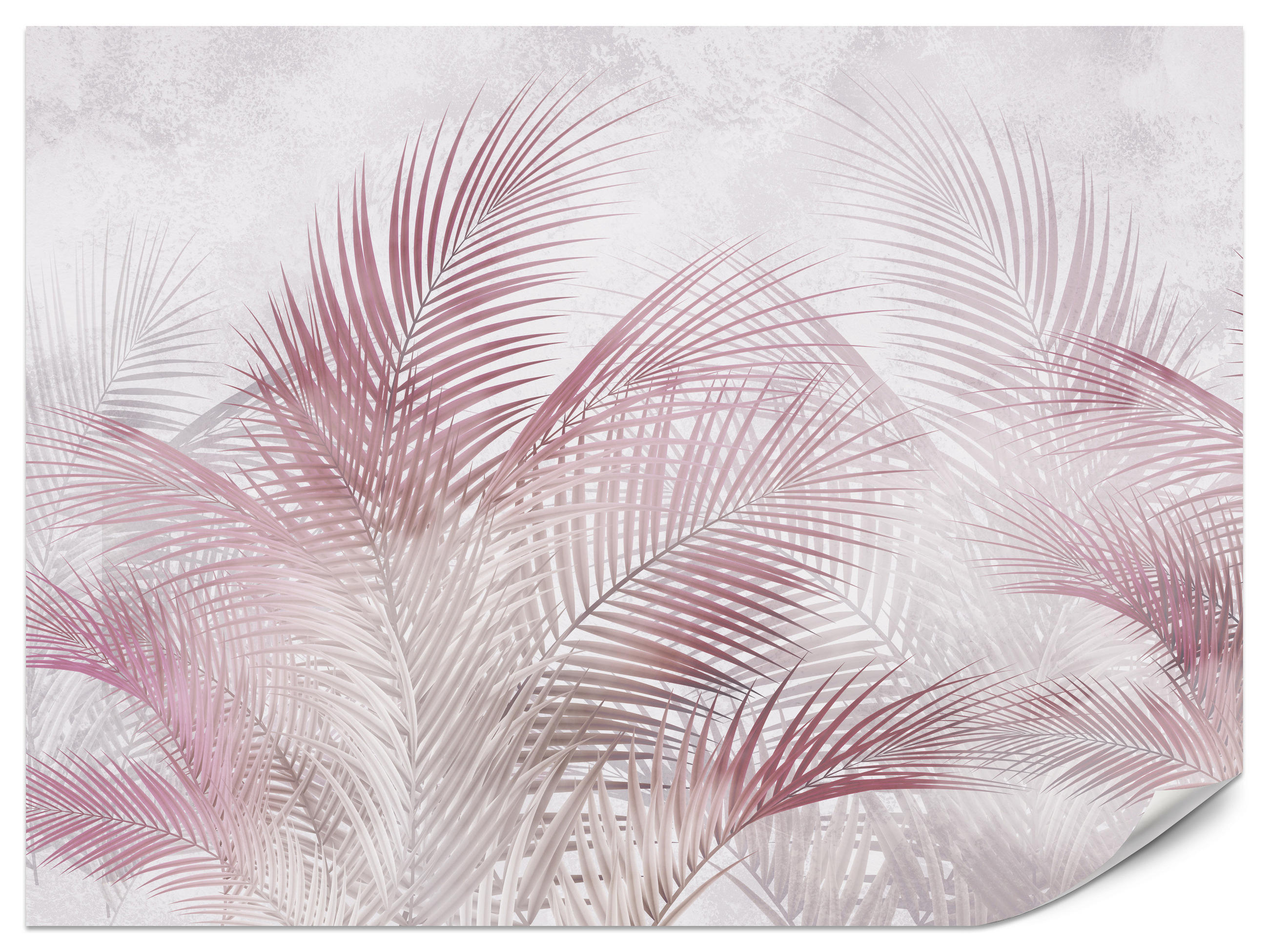 FOTOTAPETE für Schlafzimmer Rosa Palmenblätter Fein Vintage Pastell 200x140 - Violett/Rosa, Papier (200/140cm) - Muralo