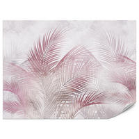 FOTOTAPETE für Schlafzimmer Rosa Palmenblätter Fein Vintage Pastell 350x256 - Violett/Rosa, Papier (350/256cm) - Muralo