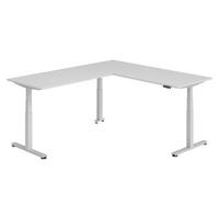 ECKSCHREIBTISCH elektrisch höhenverstellbar L-Form 240/200/74 cm in Grau/Silberfarben - Silberfarben/Grau, Holzwerkstoff (240/200/74cm) - bümö