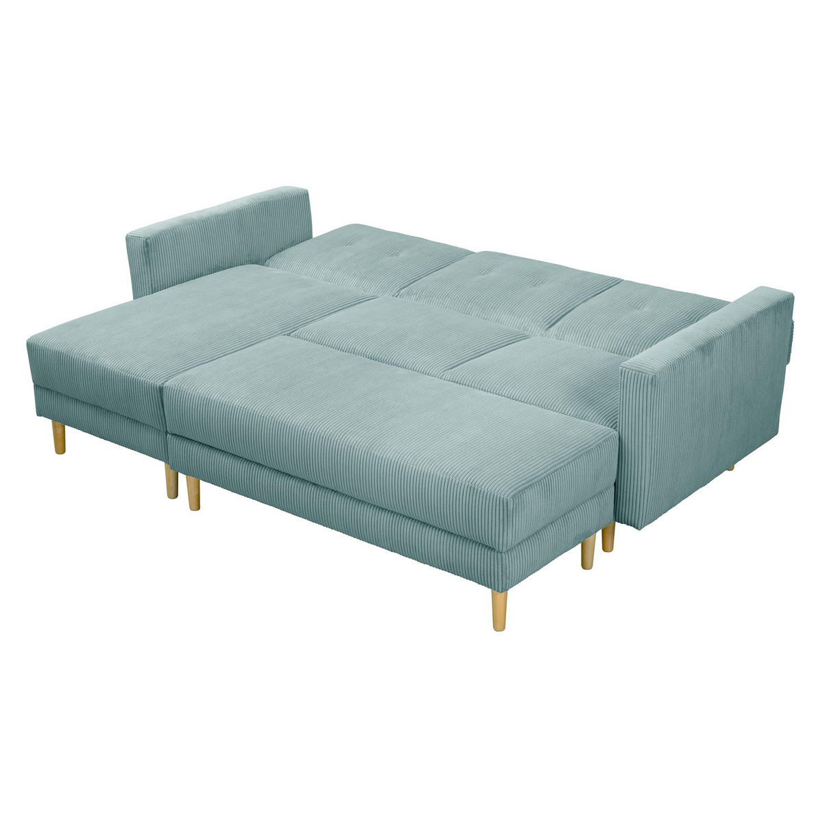 FUNKTIONSSOFA mit Hocker Kattie Cordstoff eisblau - Pastellblau, Kunststoff (144/230cm) - 58aufmkessel