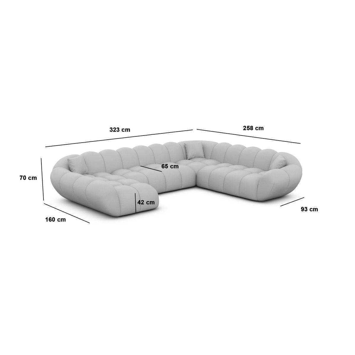 WOHNLANDSCHAFT Liva Schwarz Kunstleder U-Form XXL Links - Schwarz, Kunststoff (323/70/258cm) - VAROYAL