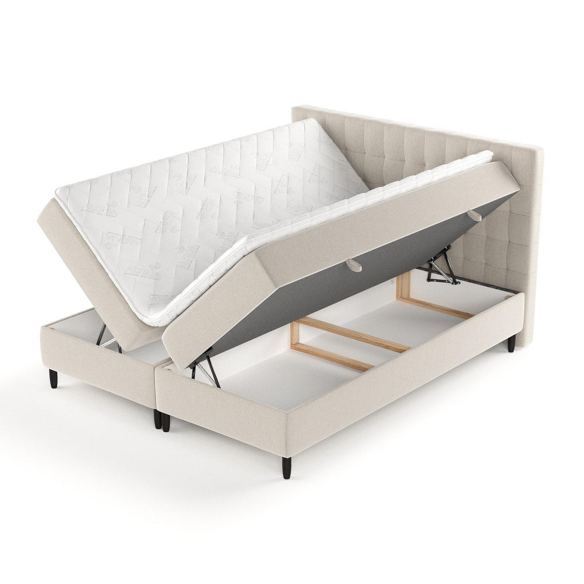 BOXBETT Divine Beige 140/200 cm - Beige/Schwarz, Holz/Holzwerkstoff (140/200cm) - Maison de Reve