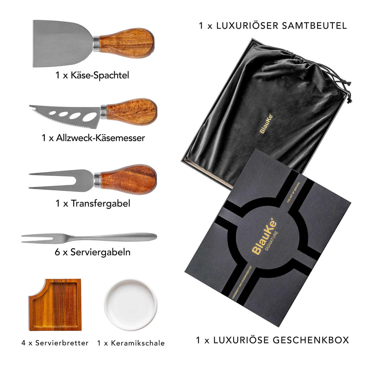 KÄSEBRETT mit Käsemesser Set 30x38cm (Akazienholz) - Beige, Holz (30/38cm) - BlauKe