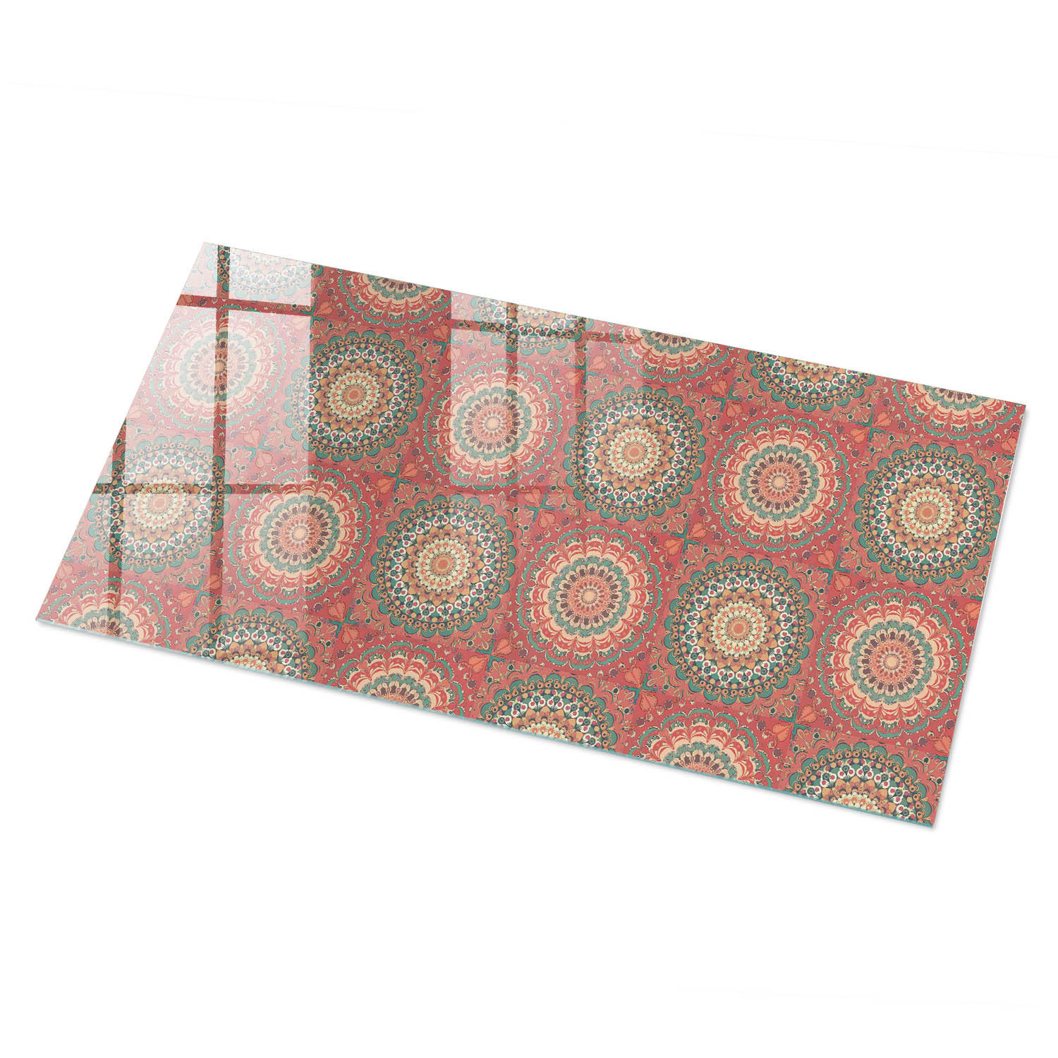 GLASPLATTE 125x50 cm – Mandala-Dekoration - Beige, Glas (0.4/125/50cm) - ArtPrintCave