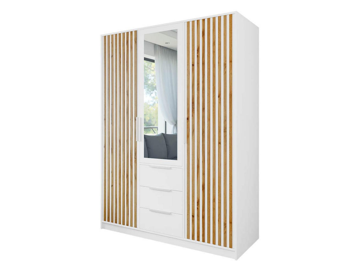 KLEIDERSCHRANK Bali Lux D3 - Weiß, Holzwerkstoff/Metall (150/200/58cm) - MIRJAN24