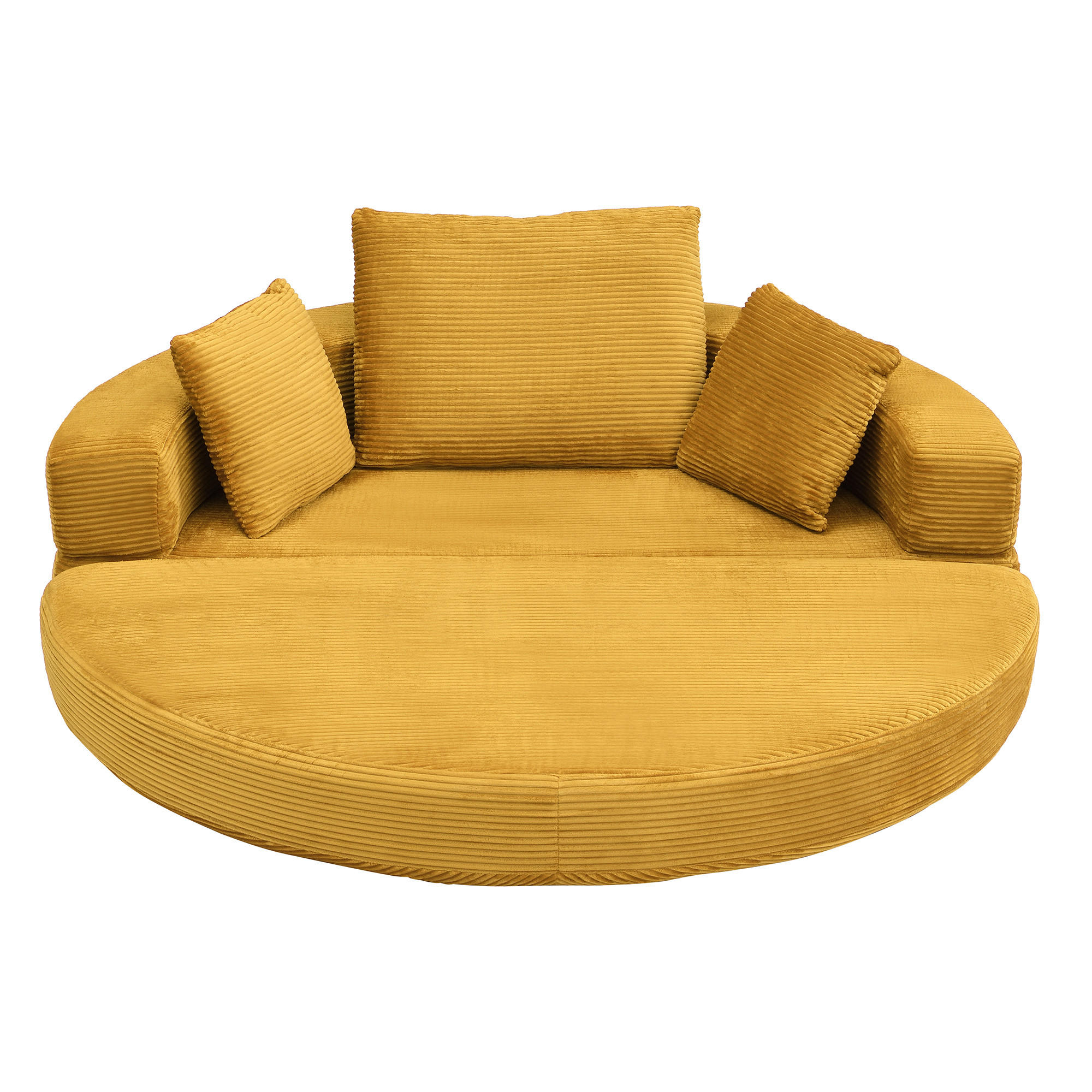 SOFA Gelb 173x176 cm,Cordstoff Modular Schlafsofa mit 3 Kissen Schlafsofa - Gelb, Textil (173/60/176cm) - PARAFTA HOME