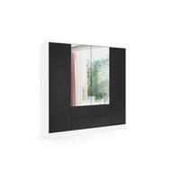 KLEIDERSCHRANK NOA - 200 cm - Weiß|Schwarz - Schwarz/Weiß, Holzwerkstoff (200/200/51cm) - ALTDECOR