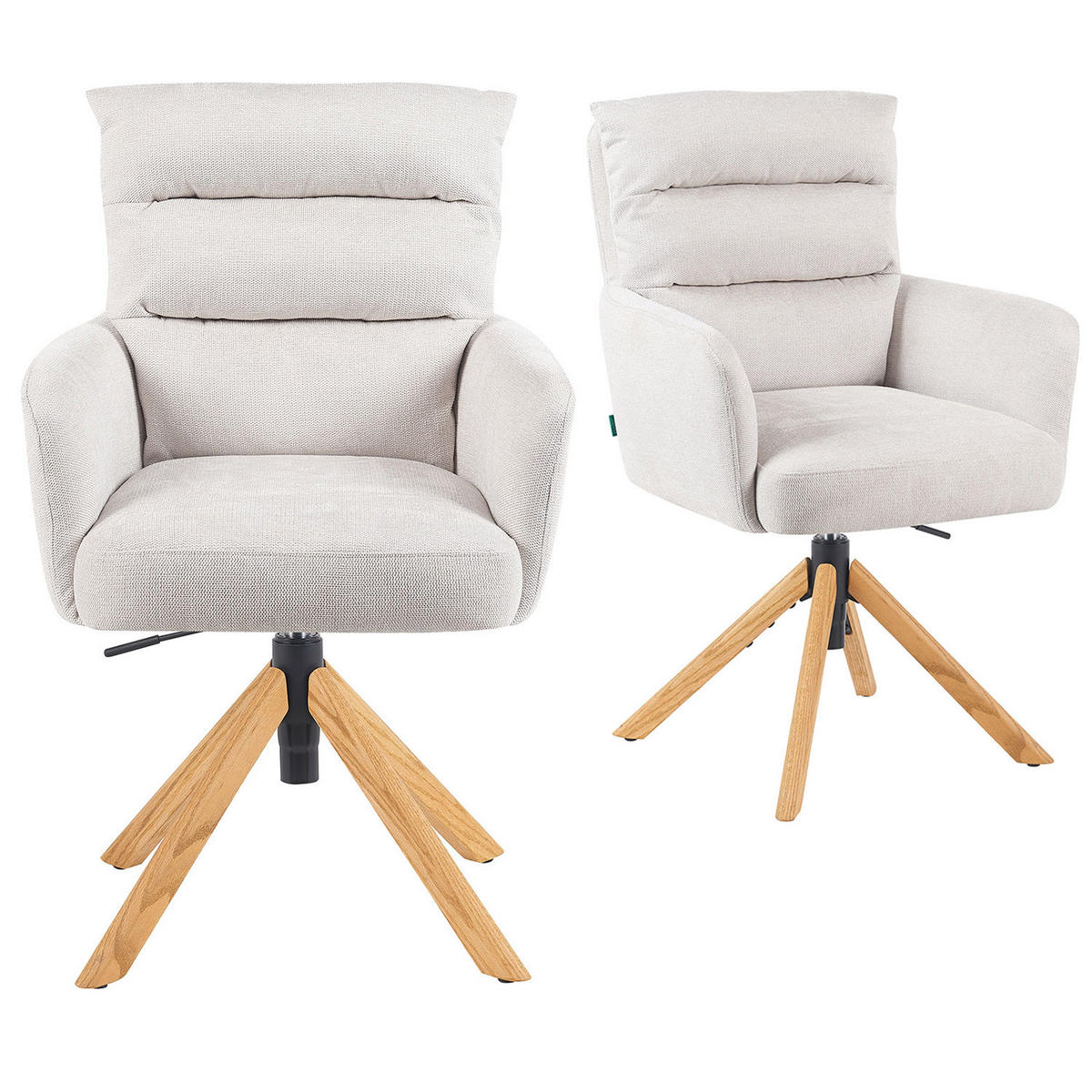 BÜROSTUHL Mika-Tesa - Honigeiche/Creme, Eichenholz/Holz (59/95/66cm) - DUBI Möbel