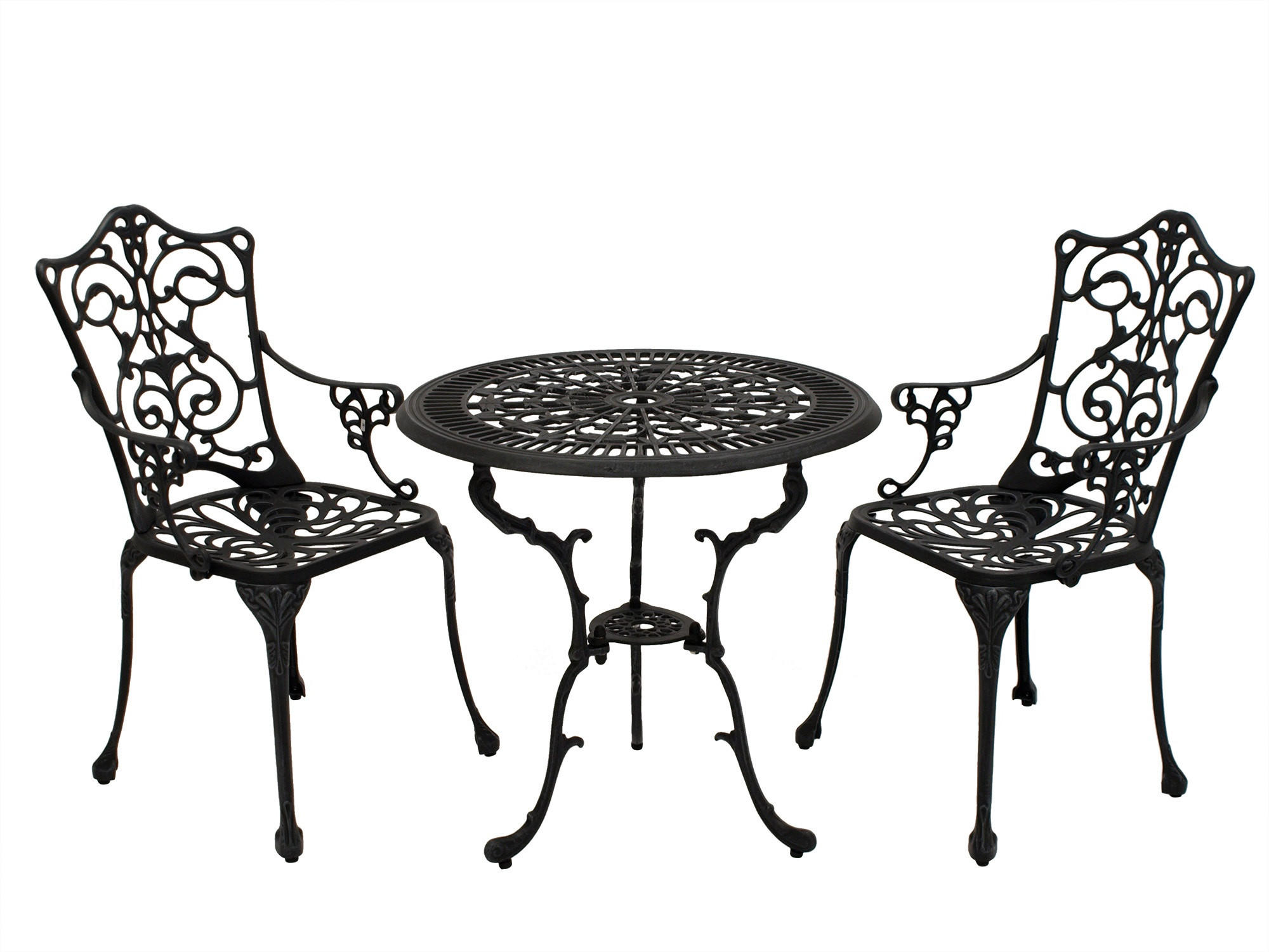 BISTROSET Boulder - Jugendstil - Gartenmöbel Set 3-teilig, Sitzgruppe Aluguss antik grau - Grau, Metall - TPFGarden