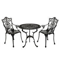 BISTROSET Boulder - Jugendstil - Gartenmöbel Set 3-teilig, Sitzgruppe Aluguss antik grau - Grau, Metall - TPFGarden