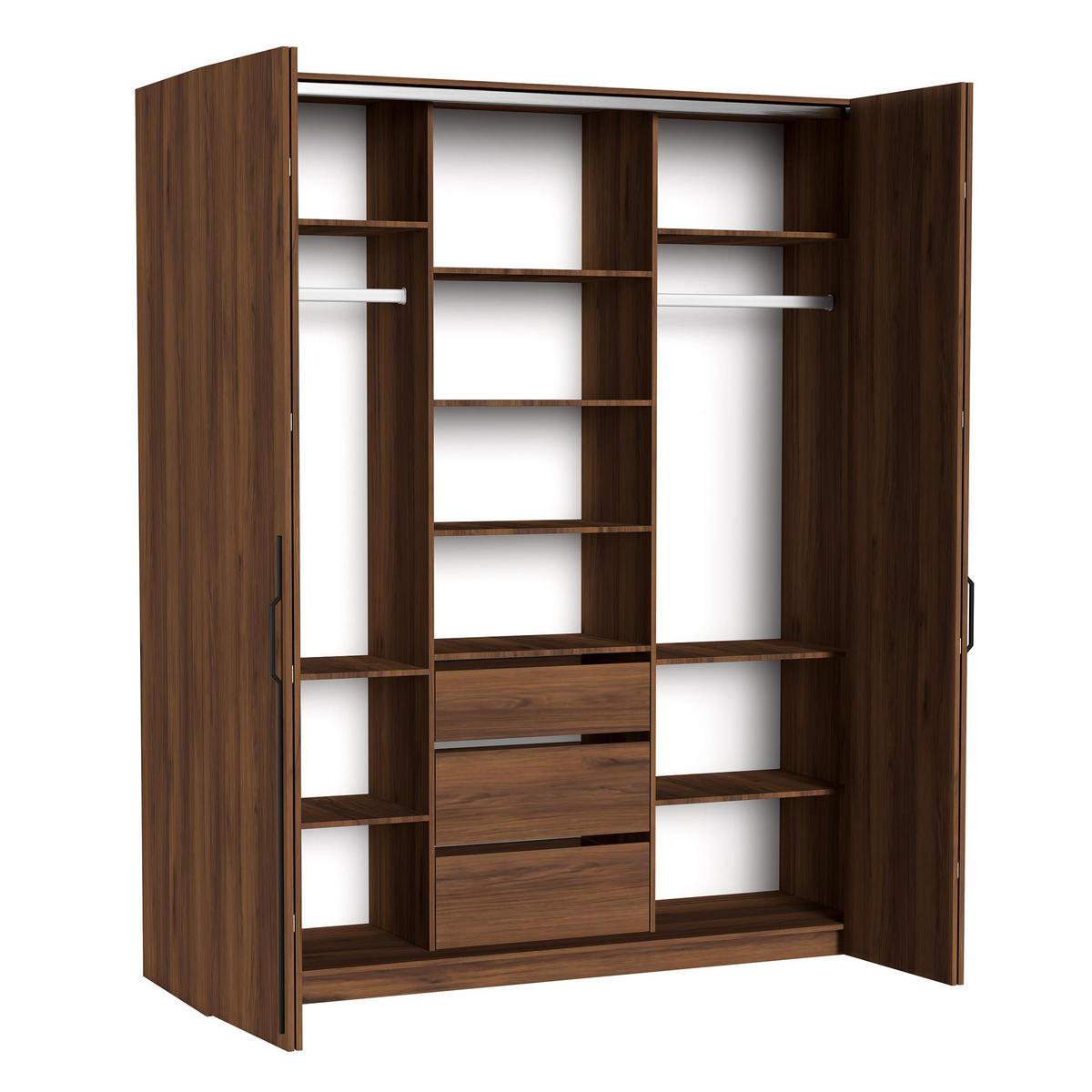 FALTTÜRENSCHRANK Omodeo 200 cm breit in Warmia-Nussbaum – mit WingLine-Falttüren - Walnussfarben, Holzwerkstoff (200/240/58cm) - AX Living