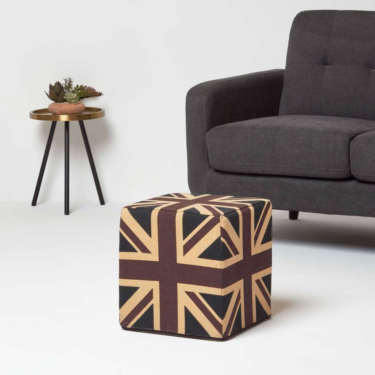 SITZWÜRFEL Union Jack im Vintage-Stil, 36/36/38 cm - Dunkelblau, Textil (36/38/36cm) - Homescapes