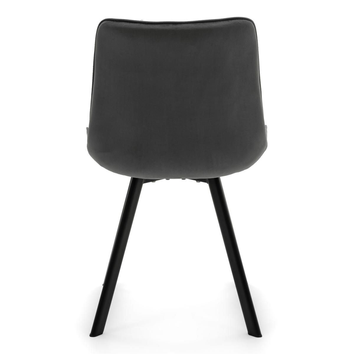 STUHL TORI gepolsterter mit Steppung - grau - Samt Velour - Schwarz/Grau, Textil/Metall (53/86/60cm) - NEW HOME