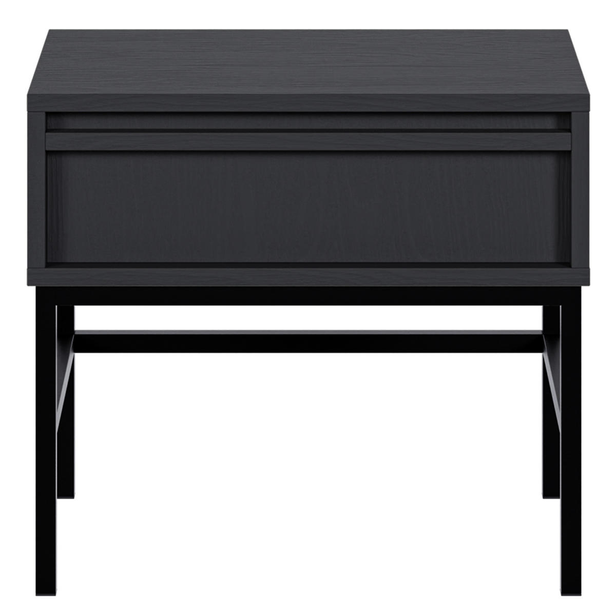 NACHTSCHRANK Evo Schwarz mit Metallgestell 50 cm - Anthrazit/Schwarz, Holzwerkstoff/Metall (50/44/34cm) - Selsey