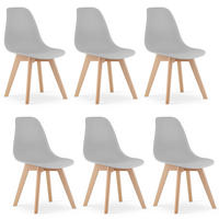 STUHL ATRI 6-er Set, Grau Hölzerne Buchenbeine - Hellgrau, Holz/Textil (46/80/55cm) - Komodee