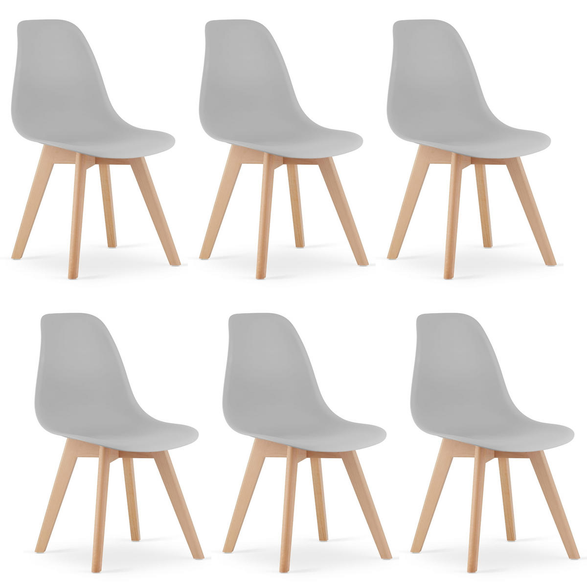 STUHL ATRI 6-er Set, Grau Hölzerne Buchenbeine - Hellgrau, Holz/Textil (46/80/55cm) - Komodee
