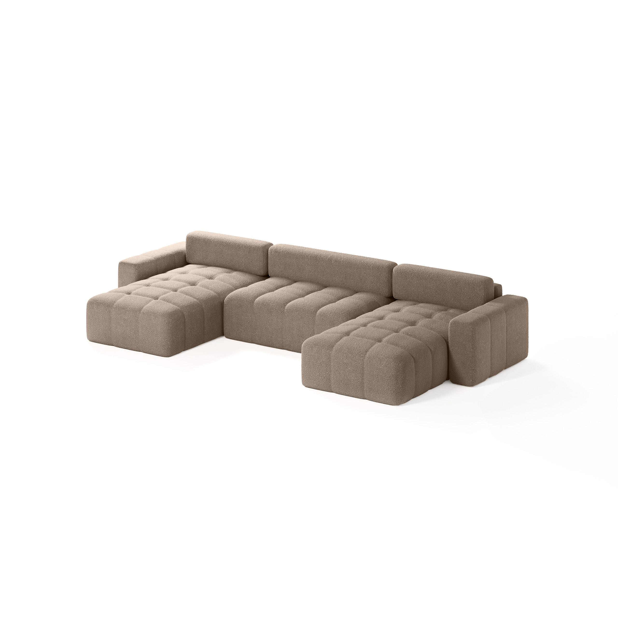 ECKSOFA Bouclé-Stoff 10 Sitzer Bornum U, Braun - Braun, Textil (386/70/155cm) - Meblito