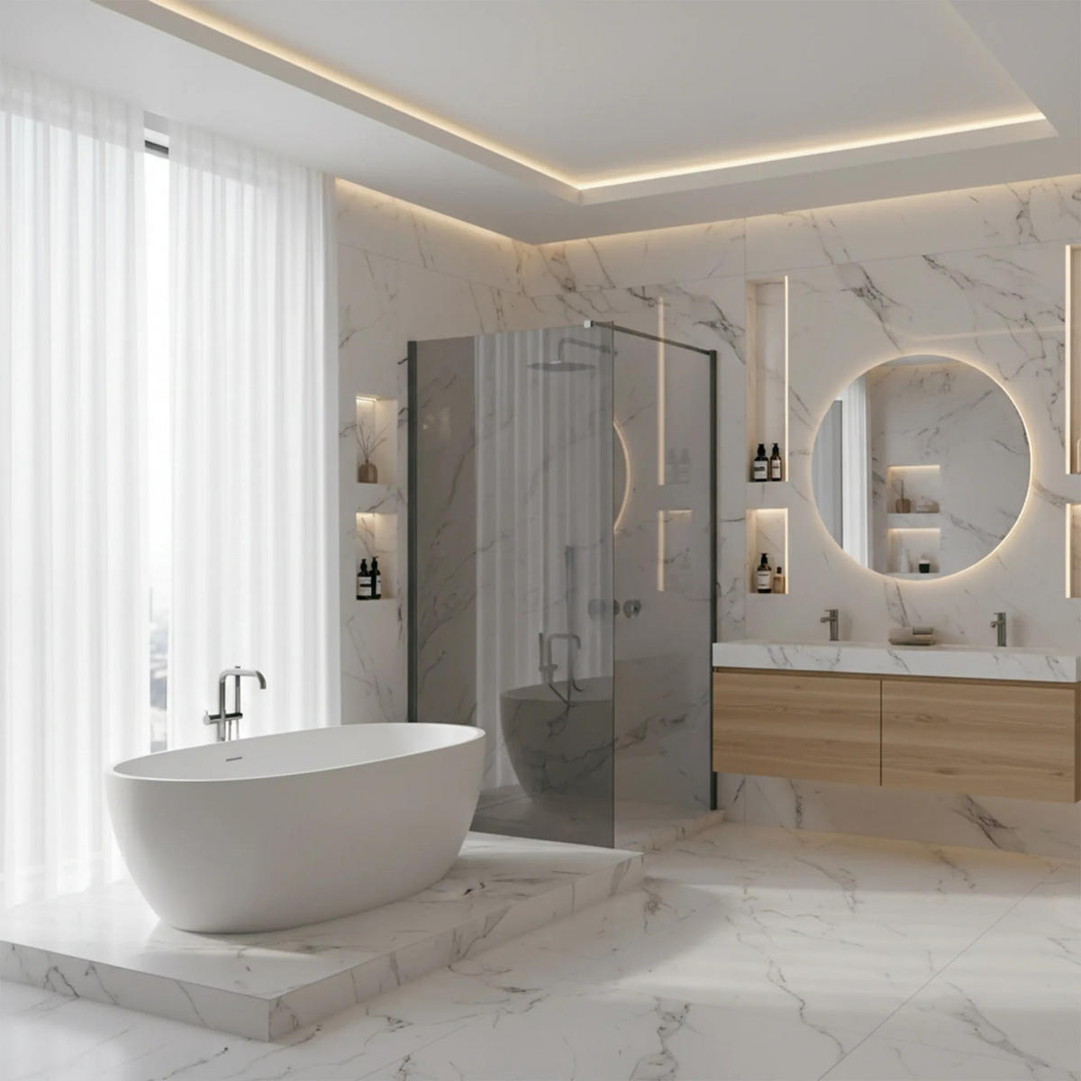 DUSCHWAND Rea Flexi Grey / Titan 140 - Titanfarben, Glas (120/140/195cm) - REA
