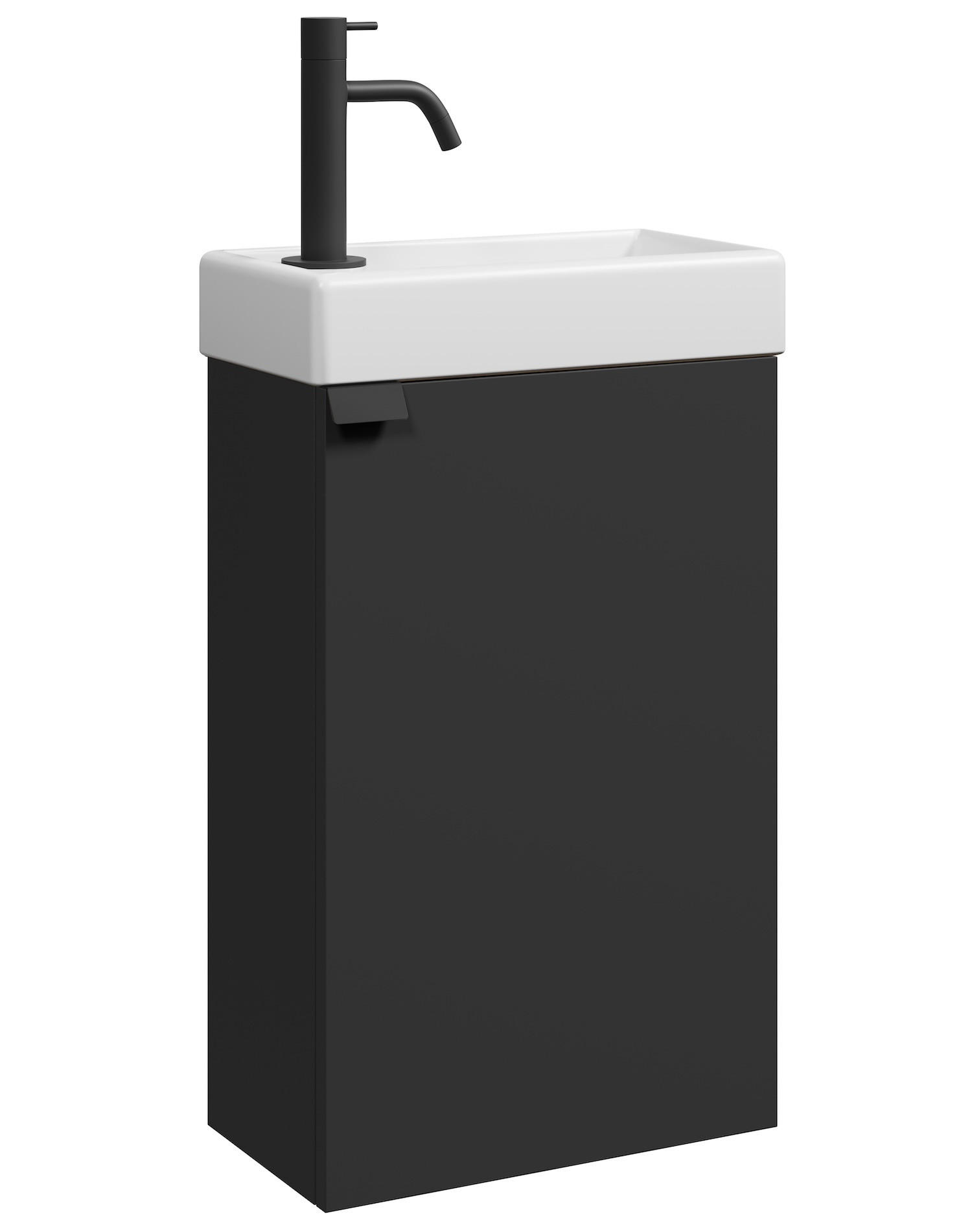 GÄSTE-WC-MÖBELSET Apollo 2 Teile Schwarz Matt - 40 x 22 x 64 cm - Schwarz, Holz (40/68/22cm) - Badplaats