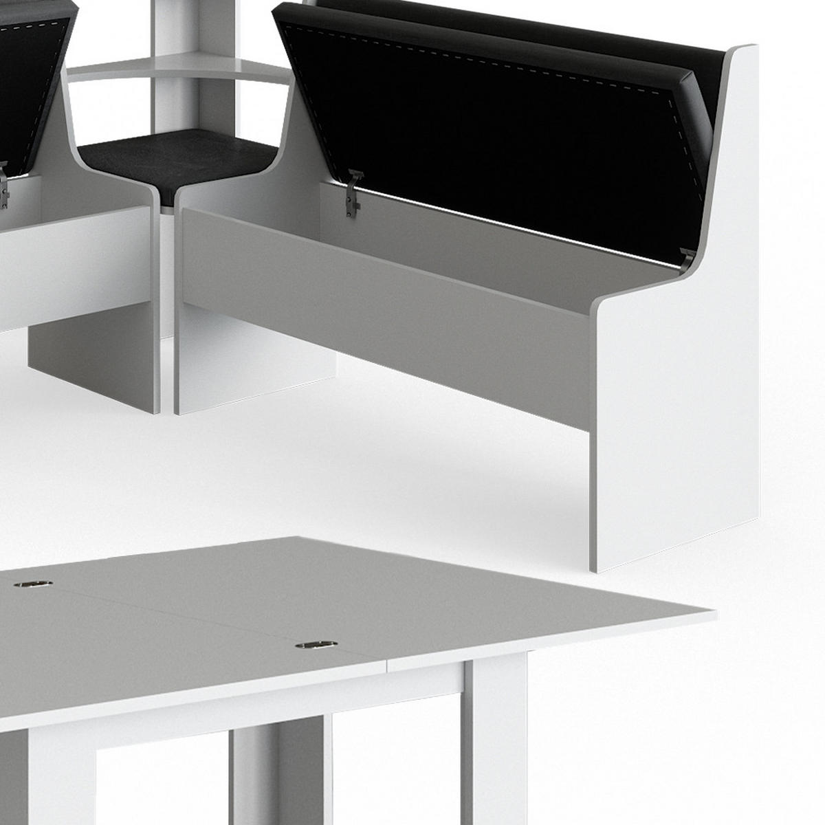 ECKBANKGRUPPE Roman Weiß 150 x 41.5 cm mit Tisch - Anthrazit/Weiß, Holzwerkstoff (150/80/150cm) - Vicco