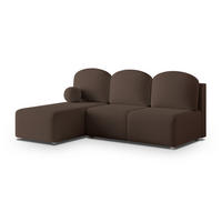 ECKSOFA TRAMA Braun Boucle-Stoff mit Schlaffunktion - Braun, Holz (200/143cm) - MASSENO