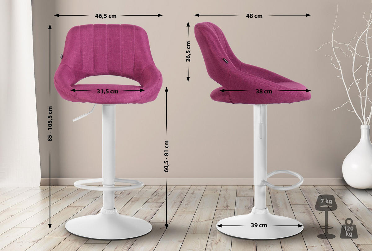 BARHOCKER 2er Set Stoff lila - Lila, Textil (47/85/48cm) - CLP