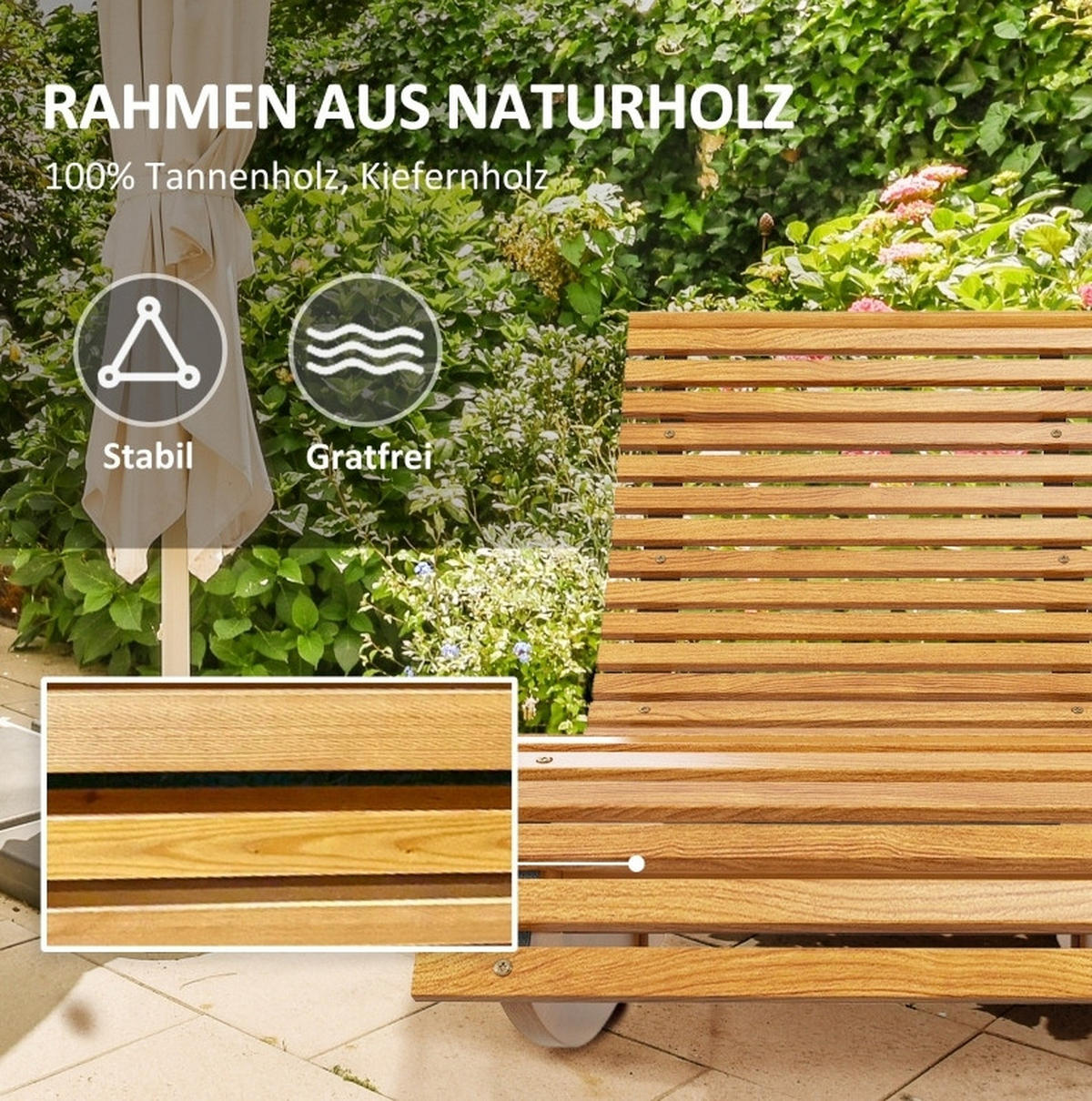 ZAHRADNÍ houpací křeslo 130/60/60 cm teakové ze dřeva s vysokým opěradlem - přírodní, kompozitní dřevo (60/60/130cm) - OKWISH