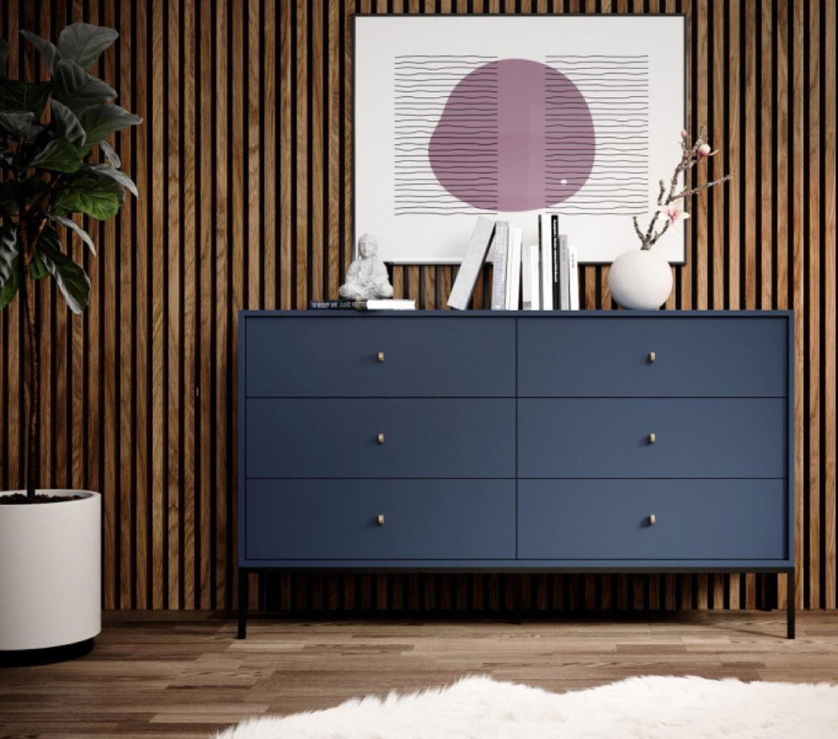SIDEBOARD Blau MONAKO MKS154 Mit Schubladen Schwarz - Blau, Holzwerkstoff (154/91/39cm) - Sepro Meble