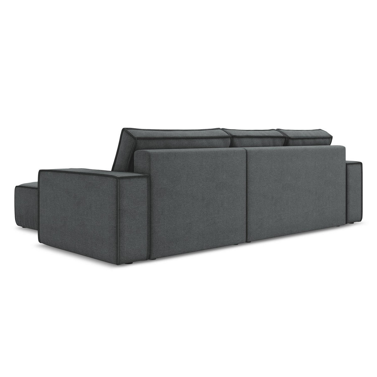 ECKSOFA mit Schlaffunktion Strukturstoff Stoff Grau - Schwarz/Grau, Kunststoff/Textil (290/185cm) - Makamii