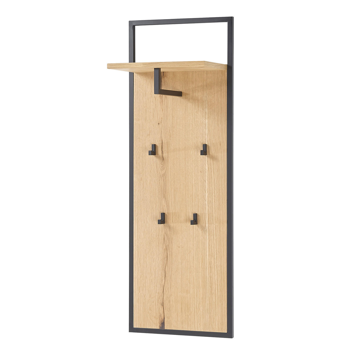 GARDEROBENPANEEL - Echtholzfurnier / Metall - Risseiche / Schwarz - 44 cm - Eichefarben, Holzwerkstoff/Metall (44/125/27cm) - home24