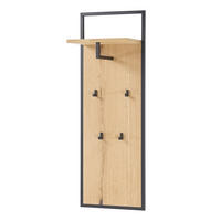 GARDEROBENPANEEL - Echtholzfurnier / Metall - Risseiche / Schwarz - 44 cm - Eichefarben, Holzwerkstoff/Metall (44/125/27cm) - home24