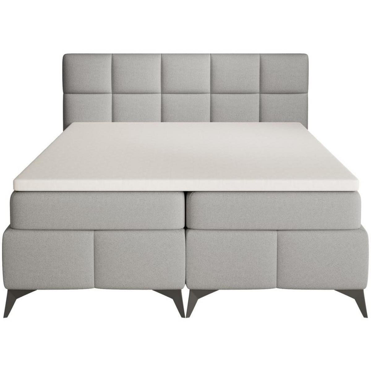 BOXBETT Solido mit Bettkasten 160x200 cm hellgrau - Hellgrau/Schwarz, Textil/Metall (160/200cm) - Beautysofa