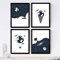 POSTER Set mit 4 Beginn des Erdraums A4 Schwarzer Rahmen - Schwarz, Papier (29.7/3cm) - Nacnic