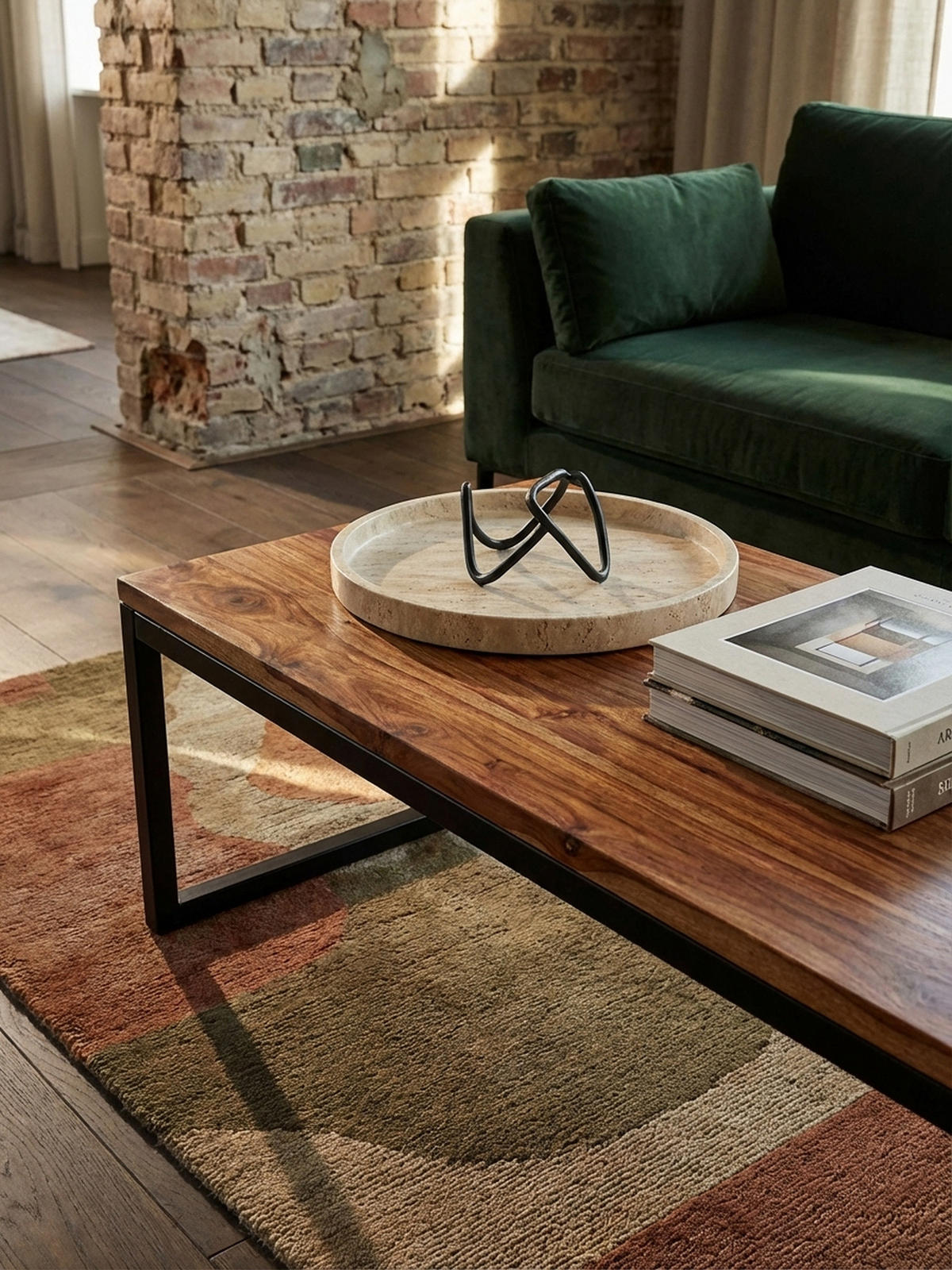 COUCHTISCH Industrie-Stil in Sheesham-Holz massiv, Unikat mit einzigartiger Maserung - Schwarz/Braun, Holz/Metall (60/110/40cm) - KADIMA DESIGN