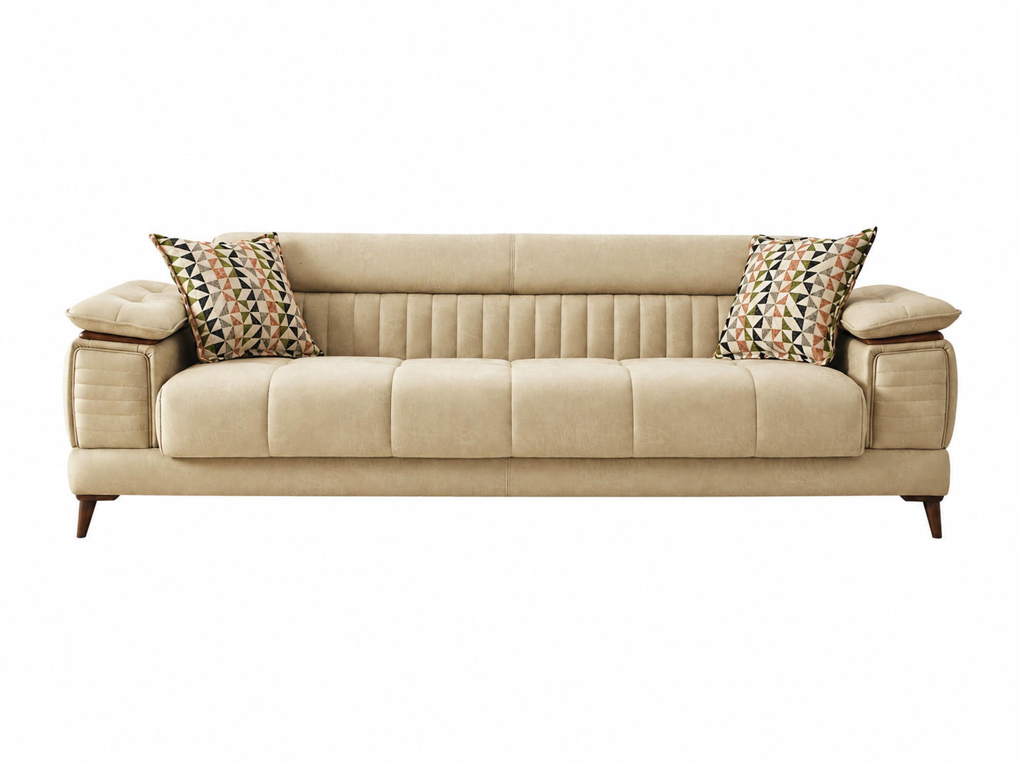 3-SITZER SOFA Baoshi Beige - Beige, Holz/Holzwerkstoff (247/80/95cm)