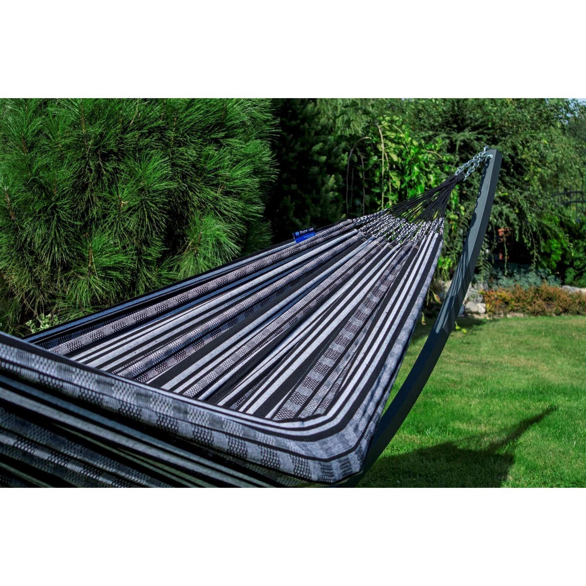 HÄNGEMATTE mit Verzinktem Gestell, 2 Personen, XXL, 200 kg, Metall, Pereira Schwarz, einfache Montage - Schwarz, Metall (370/130/120cm) - Potenza