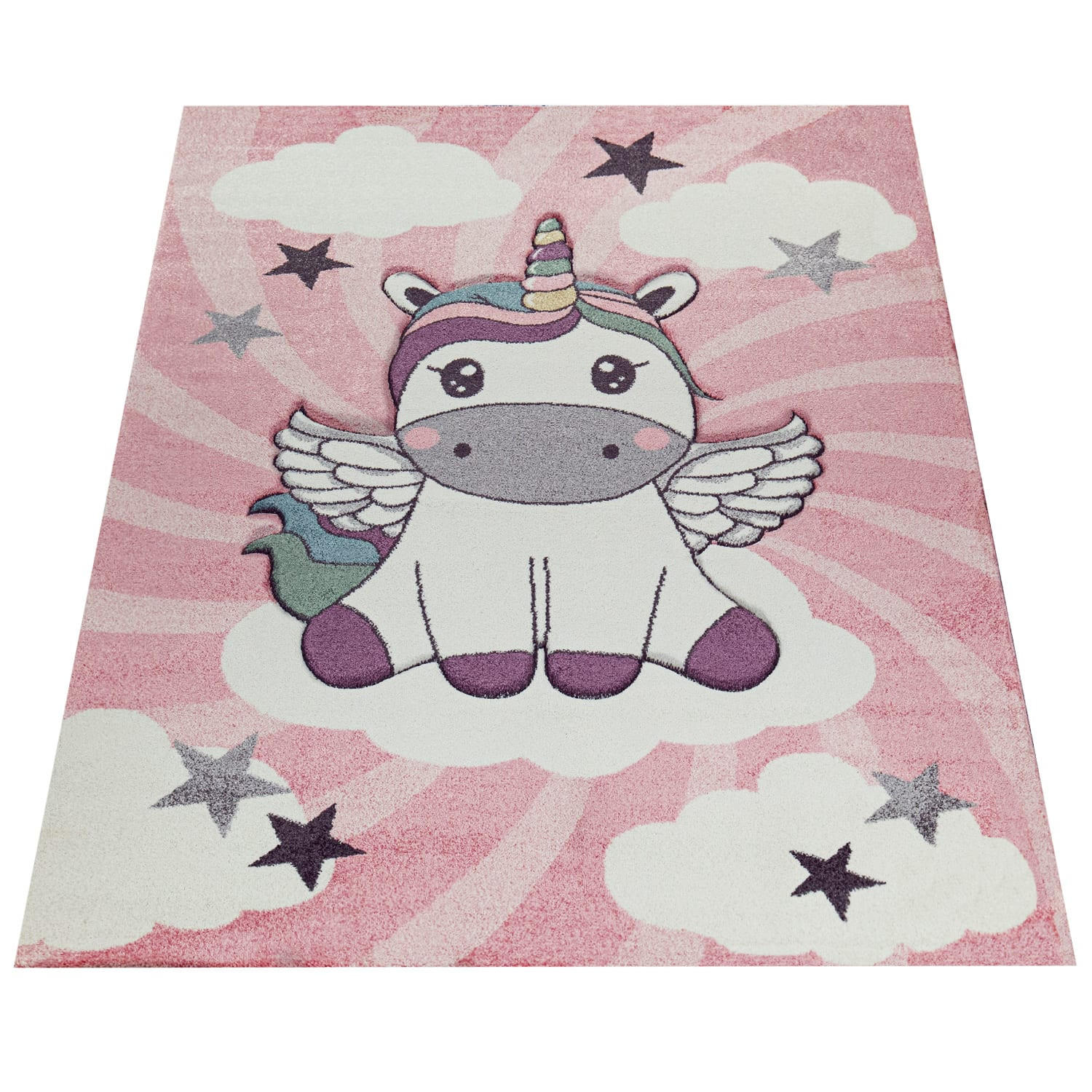 KINDERTEPPICH Einhorn Kinderzimmer schmutzabweisend Pink Rechteckig 160x230 - Rosa, Textil (160/230cm) - KADIMA DESIGN