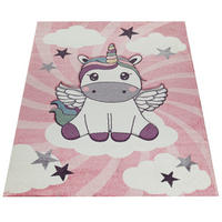 KINDERTEPPICH Einhorn Kinderzimmer schmutzabweisend Pink Rechteckig 140x200 - Rosa, Textil (140/200cm) - KADIMA DESIGN