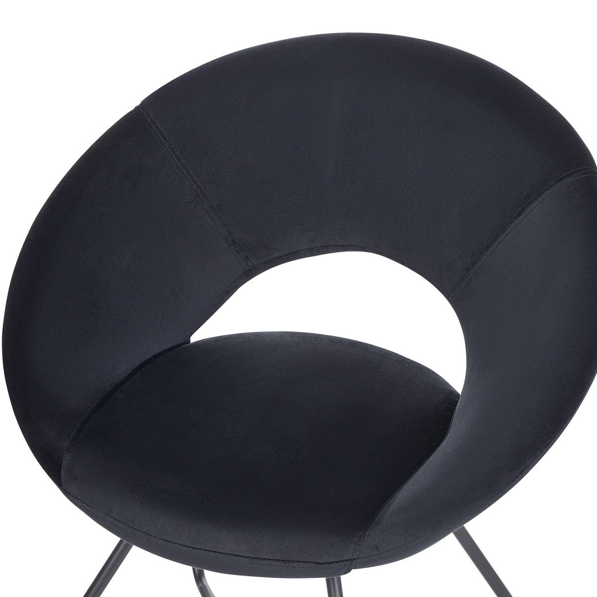 SESSEL Samtstoff Schwarz Rachel - Schwarz, Textil/Metall (65/77/57cm) - Beliani
