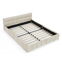 POLSTERBETT 140/200 cm DE-03789, mit Chenille-Bezug und Eukalyptus-Eisengestell, in Beige - Beige, Holz (140/200cm) - ComfortXL