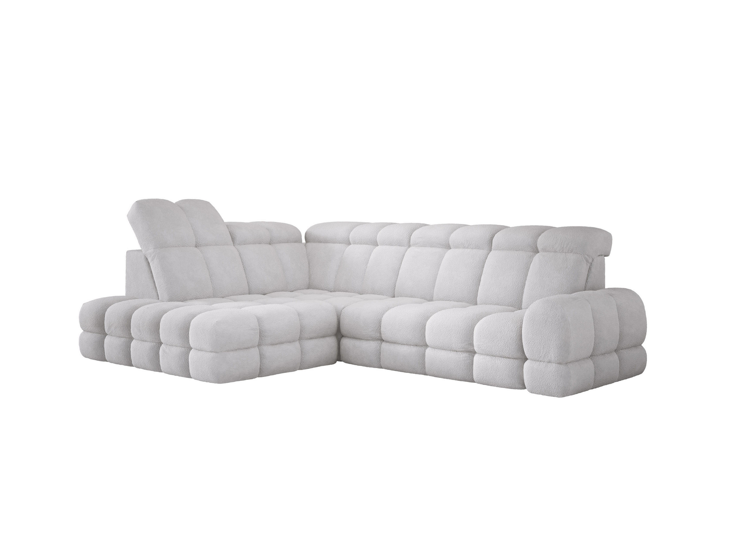 ECKSOFA TOLLO Anthology-stoff L-form 302x217x105 cm silber - Weiß, Holz/Textil (302/217cm) - DomoHome