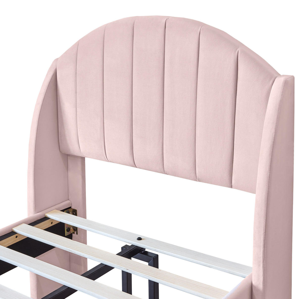 POLSTERBETT 90/200 cm mit Lattenrost, gepolstertem Kopfteil und Samtbezug, Pink - Rosa, Textil (90/200cm) - Redom