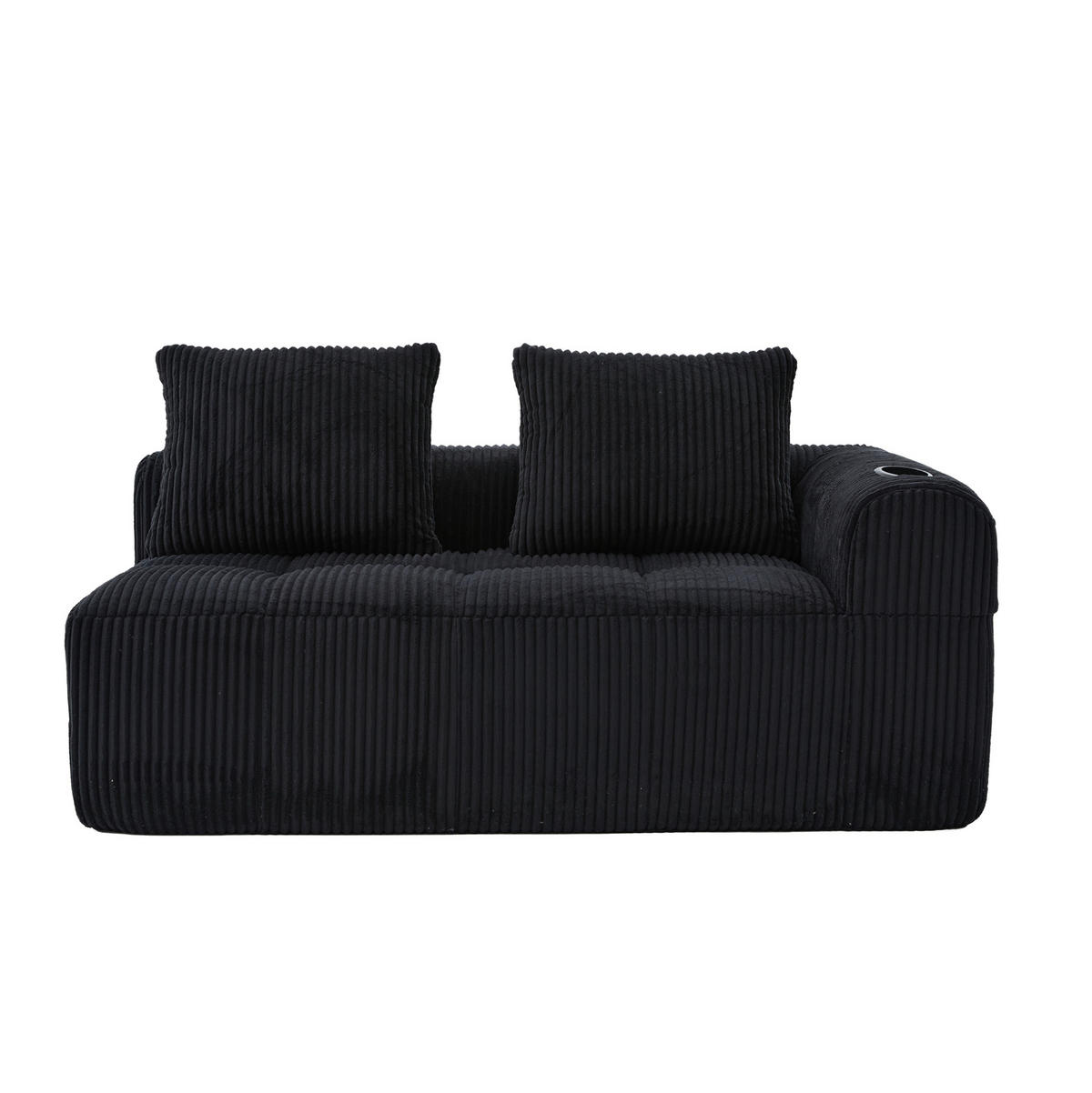 DVOUMÍSTNÁ pohovka 158/93/61 cm černá z manšestru s bočními kapsami a držáky na nápoje - černá, textil (93/61/158cm) - OKWISH