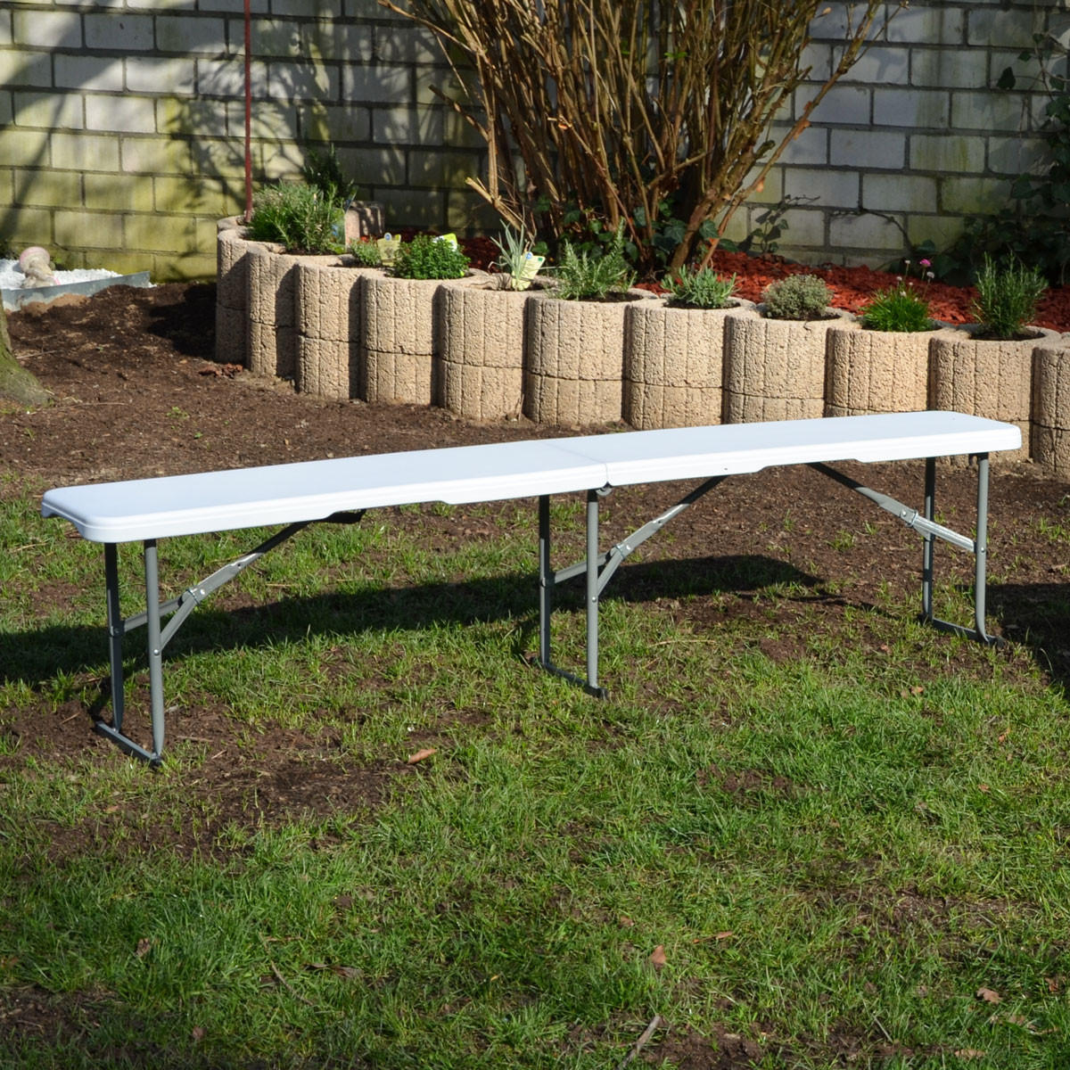 BIERBANK bis 300kg belastbar, 182/27cm, Weiß - Weiß, Kunststoff - Amanka