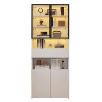 VITRINE aus Spanplatte 70x30x200 cm Weiß mit Glastüren, Schublade und App-gesteuerter LED-Beleuchtung - Weiß, Holzwerkstoff (70/200/30cm) - IVMEU