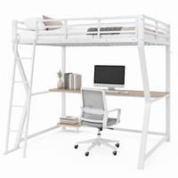 HOCHBETT mit Schreibtisch 140x200 cm Metall/MDF Weiß - Weiß, Metall (140/200cm) - Meubliv