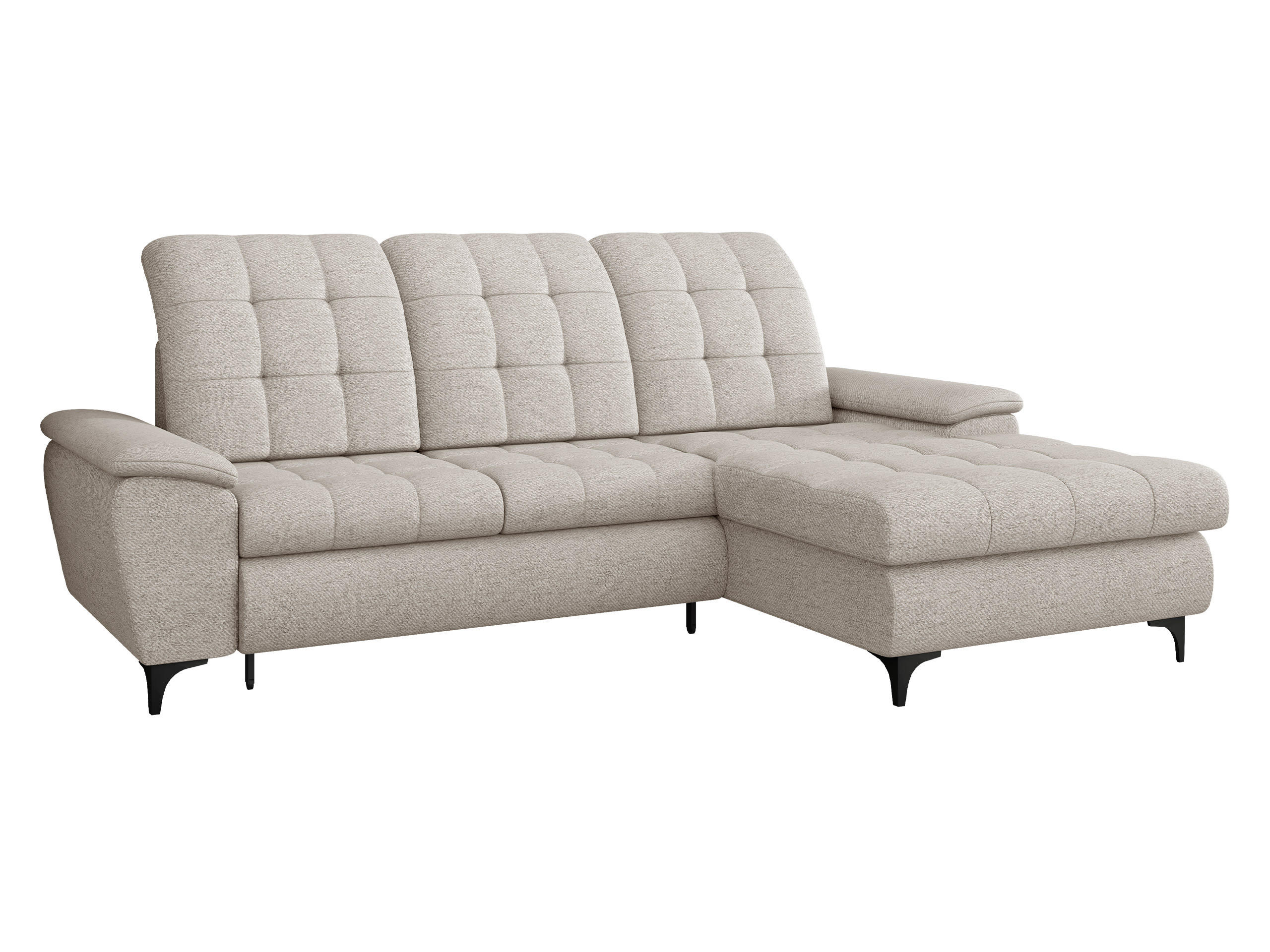 ECKSOFA Crystal, Seite: Rechts - Creme/Schwarz, Holz/Textil (260/182cm) - MIRJAN24