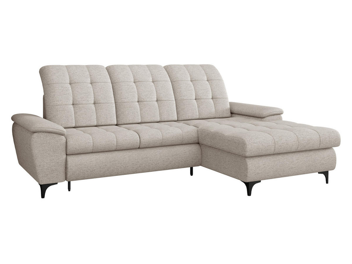 ECKSOFA Crystal, Seite: Rechts - Creme/Schwarz, Holz/Textil (260/182cm) - MIRJAN24